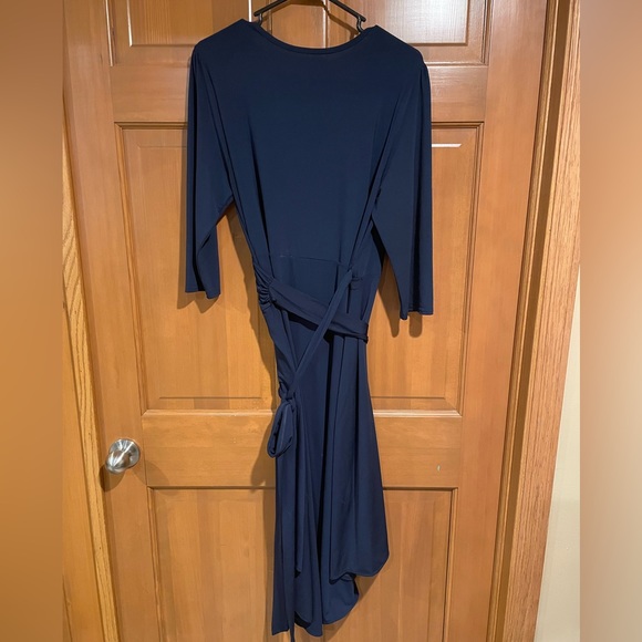 Navy Blue Wrap Dress - Picture 2 of 5